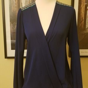 Navy surplice blouse small